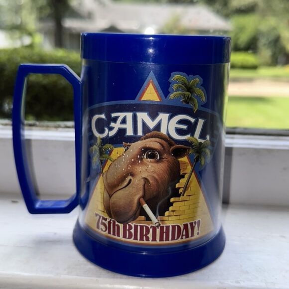 Vintage 1988 Camel 75th Birthday Thermo Serv blue plastic mug - Picture 2 of 6